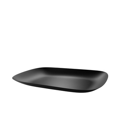 moirà© rectangular tray in colored steel and resin, black